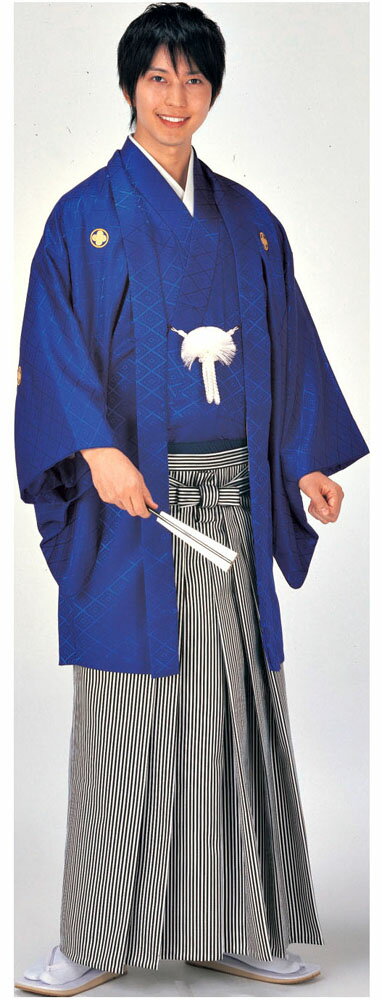【羽織と着物のみ・袴別売】羽織と袴下着物のアンサンブル・家紋(丸に違い鷹の羽)金襴糸刺繍済み 【踊り衣装】【成人式に】
