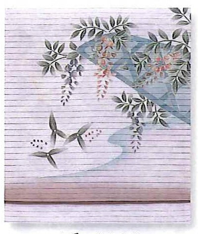 【柄】垣、藤、流水 【サイズ】 幅30センチ（8寸）x　長さ370cm 【素材】 ポリエステル * 雨の日のお式でも安心してお召し頂けます。またハリがあり締めやすく、比較的汚れなども気にせずお召しいただけそうです。 こちらの帯は絽の夏帯で正式には盛夏にお召し頂くものですが、昨今の気象を考えますと、TPOによっては、早くは単の時期の終わりくらいにはお締め頂くこともできそうです。 流れる水を仕切るように建てられた垣にしだれる藤の柄。藤の咲く季節から水の恋しい盛夏に良さそうです。 【ご一緒に如何ですか？夏用帯揚げ・帯締めセット】 ＊PC周辺機器の個性また光などの状況により実際の商品のお色味の印象と違うこともございますのでなにとぞご了承くださいませ。　