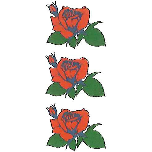 「赤薔薇(バラ)・中」【PaperTattoo・中】【祭化粧】(簡易入れ墨)【17.5cm×10cmのレギュラーサイズ!】