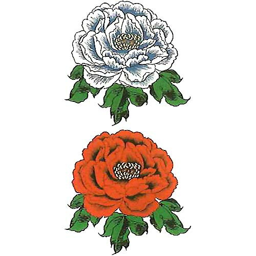 「赤牡丹・青牡丹・中」【PaperTattoo・中】【祭化粧】(簡易入れ墨)【17.5cm×10cmのレギュラーサイズ!】