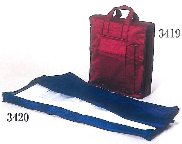 和装バッグ エンジ/青 表アクリル100% 裏防水加工 全開式2重ファスナー 着物かばん 巾38cm 高さ41cm 厚さ13cm(4)