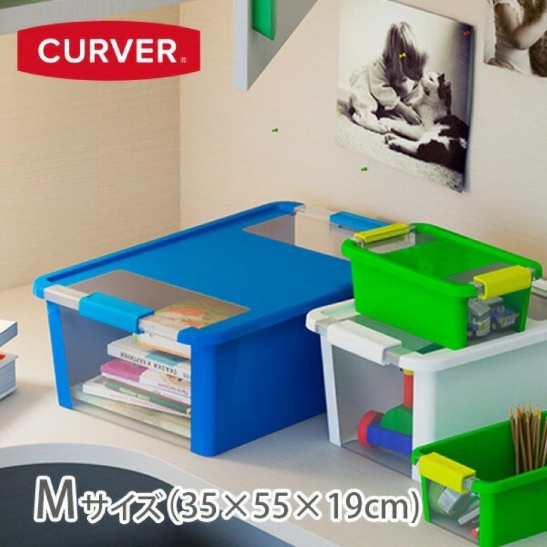 イタリア フタ付き 収納 プラスチック 軽い スタッキング 衣類収納 おもちゃ入れ 収納ボックス CURVER バイボックス Mサイズ カーバー hnw1