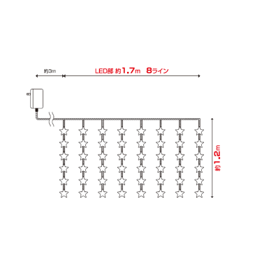 イルミネーション/ledイルミネーション「LEDインテリアイルミネーション ベリーライトカーテン48球スター」LEDゴールド/室内イルミネーション/タカショー/日亜化学工業製LED/RCP/05P03Dec16/【HLS_DU】