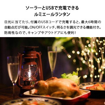 ランタン アンティーク LED ソーラー 充電式 ランタン USB充電 間接照明 キャンプ ソロキャンプ アウトドア ランプ 防災 非常用 おしゃれ ルミエール テラコッタ tks1