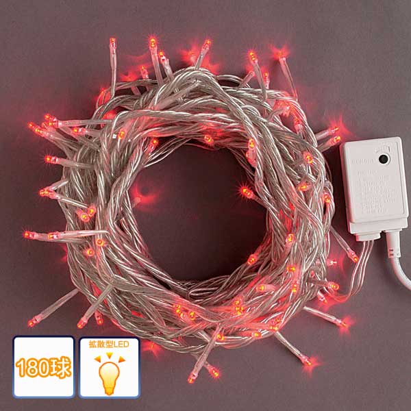 LEDイルミネーション/ストレートライト　レッド100球　/コントローラー付/シルバーコード/E-1/コロナ産業