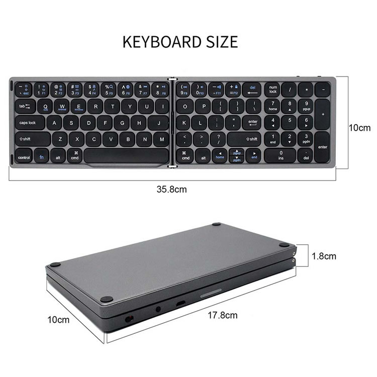 ワイヤレスキーボード 折りたたみ コンパクトフタツオリ テンキー付き Bluetooth タブレット PCキーボード 無線 超薄型 リモートワーク最適 在宅勤務 キーボード hanye-10002754 HANYE Mart サンプル画像3