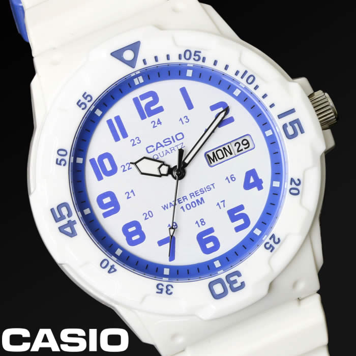 チプカシ 腕時計 アナログ CASIO カシオ チープカシオ メンズ MRW-200HC-7B2 ダイバーズウォッチ ウレタンバンド ブランド スポーツ カジュアル 人気 激安 プレゼント ホワイト パープルブルー ギフト 特価