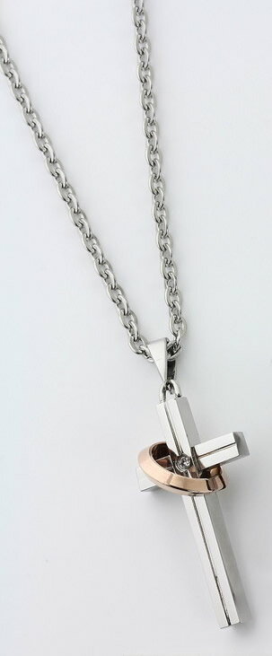 LION HEART ライオンハート ネックレス レディース クロスリング 04N123SL ステンレス シルバー×ピンクゴールド 大人気 ラッピング無料可能 プレゼント クリスマス 【アクセサリー】日本 ペンダント おしゃれ 激安 安い 有名 大人気 ラッピング無料可能 プレゼント ペア