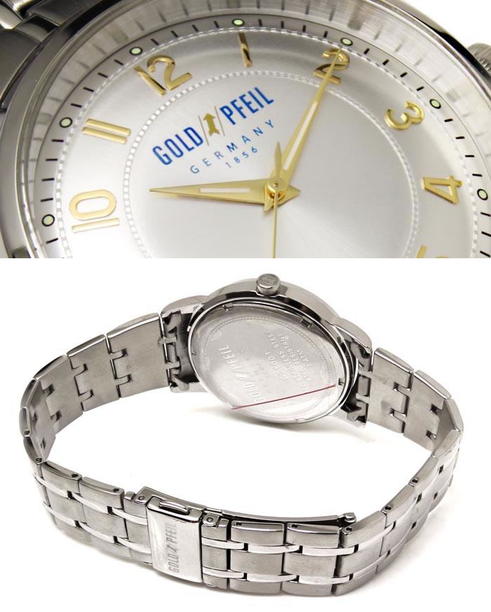 【送料無料】腕時計 メンズ ゴールドファイル ステンレス GOLD PFEIL G21001 アナログ ブランド ウォッチ シンプル ブレス ビジネス 時計 プレゼント ギフト 人気 激安 特価 WATCH うでどけい【腕時計】【GOLD PFEIL】