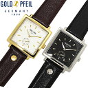 【送料無料】腕時計 メンズ ゴールドファイル 革ベルト GOLD PFEIL G41009 スモールセコンド アナログ ブランド スクエア レザー 本革 ビジネス 時計 プレゼント ギフト 人気 激安 特価 WATCH うでどけい【腕時計】【GOLD PFEIL】