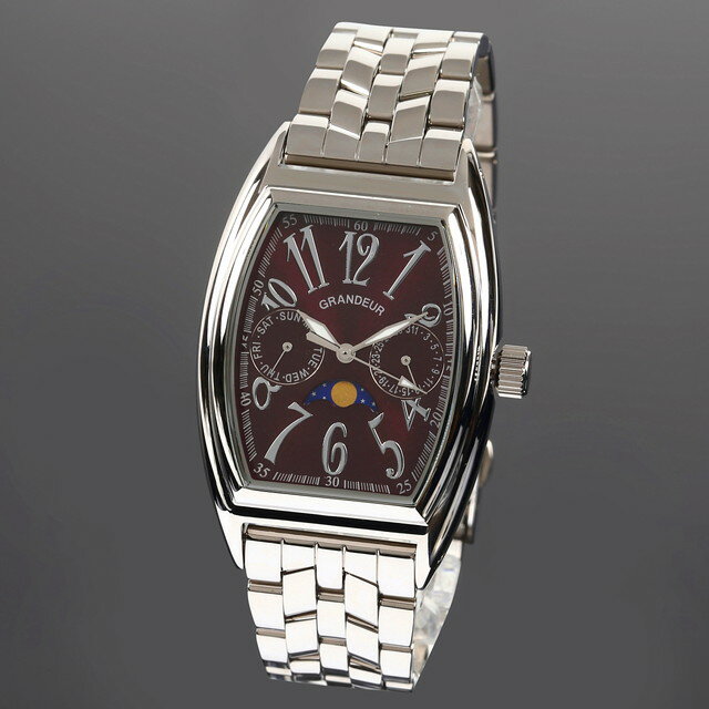 グランドール GRANDEUR 腕時計 メンズ 男性 日本製 MADE IN JAPAN モデル ムーンフェイズ トノー型 ク..