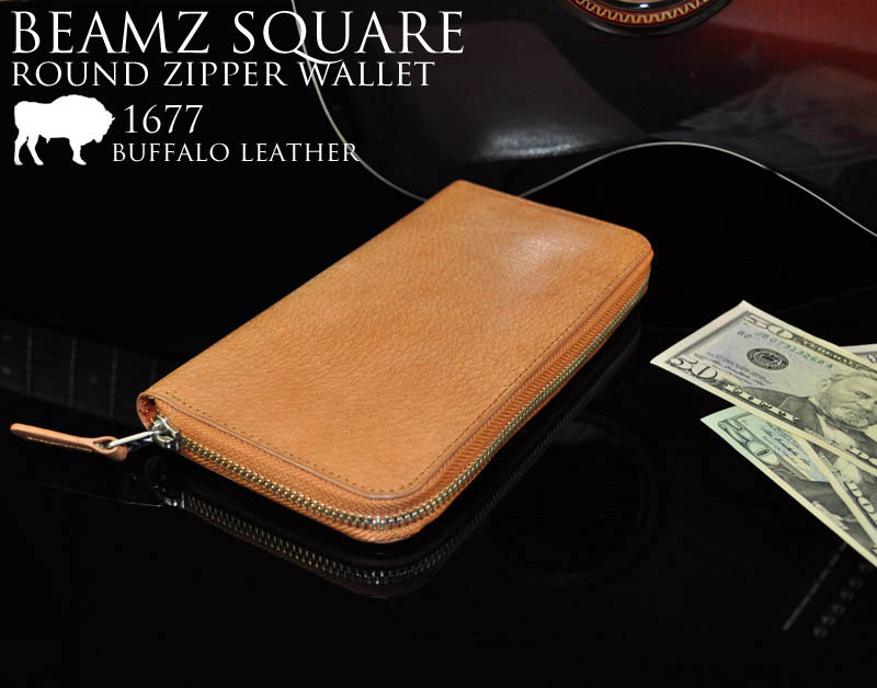 財布 メンズ 長財布 ファスナー 牛革 財布 レザー ブランド BEAMZ SQUARE ビームススクエア バッファローレザーラウンド長財布 BS-1677 本革 プレゼント WALLET【メンズ】【財布】のサムネイル