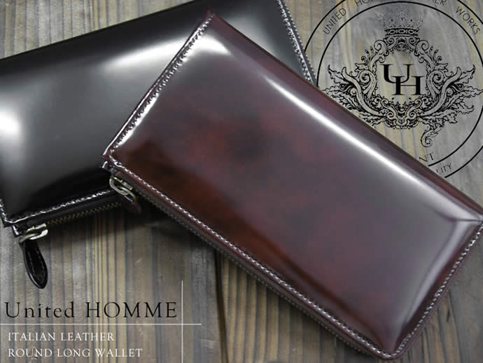 【あす楽】長財布 メンズ 財布 ラウンドファスナー 本革 イタリアンレザー ブランド 本牛革 タンニンレザー United HOMME ユナイテッドオム 人気 プレゼント ギフト 激安 Wallet さいふ サイフ Saifu Saihu【メンズ】【長財布】