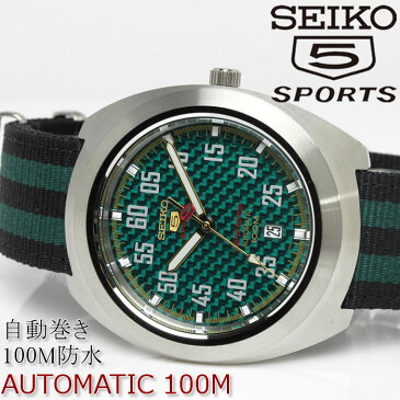 【送料無料】 SEIKO セイコー 5 SPORTS ファイブスポーツ メンズ 腕時計 自動巻き 防水 SRPA89K1 グリーン ブラック ナイロンベルト プレゼント ギフト ラッピング無料