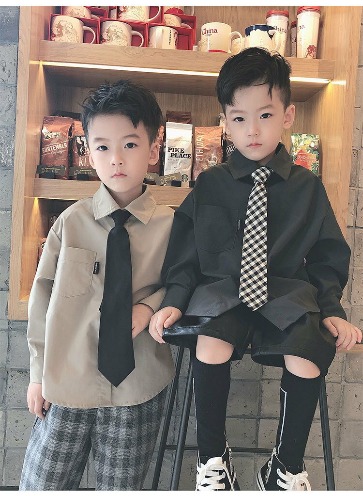 【送料無料】キッズ 子供服 ワイシャツ 男の子 シャツ ゆったりサイズ ネクタイ付き 入学式 シャツ 男..