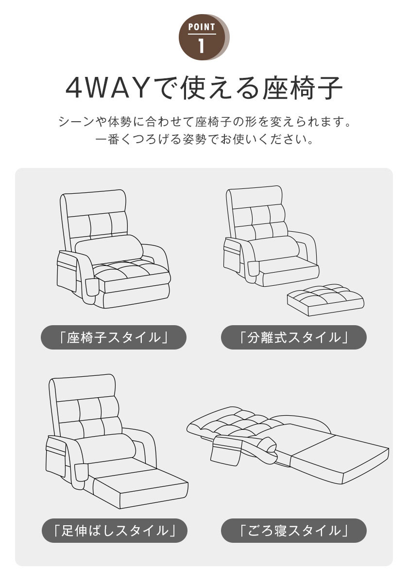 座椅子 肘掛け コンパクト おしゃれ リクライニング らくらく 無地 1人掛けソファ...