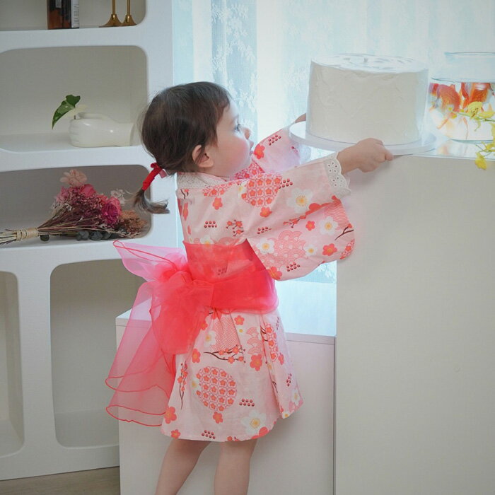 浴衣 子供 キッズ 女の子 浴衣ドレス キッズ浴衣2点セット 浴衣 セット 帯 子供浴...