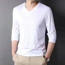 Tシャツ メンズ 長袖 トップス Vネック 無地 吸水速乾 カットソー ロンT ジム トレーニング ドライTシャツ ストレッチ ロングTシャツ 消臭 体型カバー ゆったり 長袖Tシャツ お兄系 メンズファッション 秋服 春服 大きいサイズ S M L XL