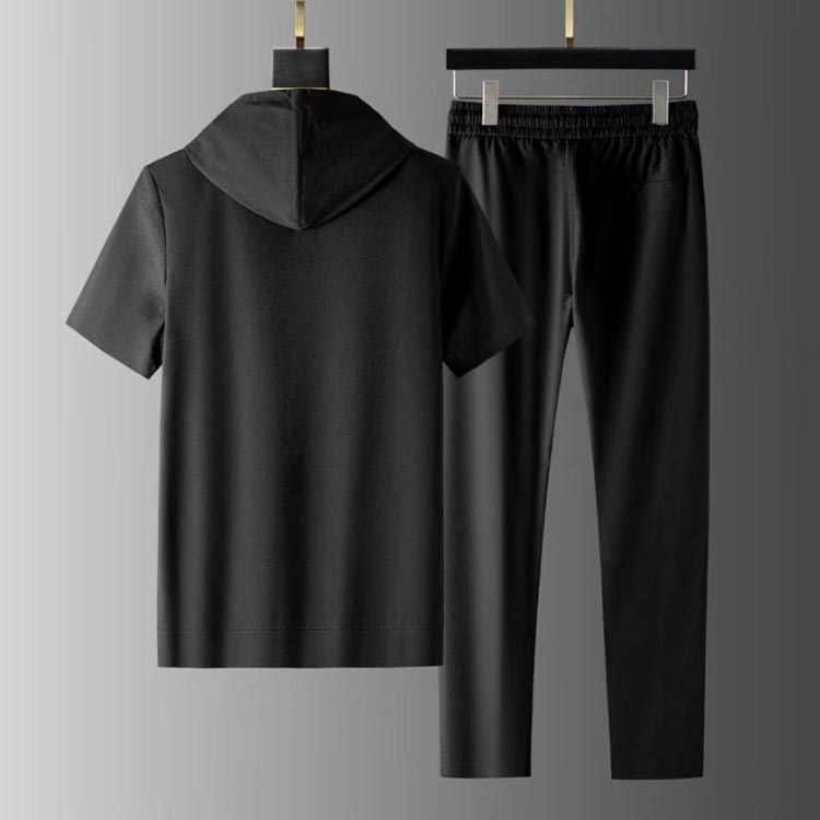 【P20倍限定！】セットアップ メンズ 吸汗速乾 上下セット 薄手 ジャージ上下 スポーツウエア 半袖パーカー 長ズボン ジップアップ 運動着 夏 ロングパンツ ゆったり 大きいサイズ フード付き 無地 スポーツ アウトドア 夏服 カジュアル おしゃれ 春服 夏 2点セット