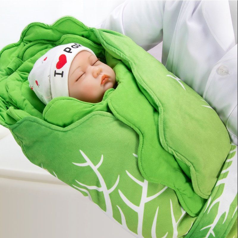 【P20倍限定！】白菜 おくるみ ベビー 赤ちゃん 厚手 新生児 白菜型 ブランケット ベビーブランケット 子供 寝かしつけ 毛布 秋 冬 おもしろ おしゃれ 野菜 キャベツ SNS インスタ映え 記念撮影 クリスマス ハロウィン ギフト プレゼント 出産祝い 70*40