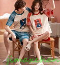 THOM WILLS 新生活 サマー M/L/XL/XXL/XXXL/カップルパジャマ/中袖 夏 ルームウェア 韓国風 上下セット レディース ったり お揃い ...