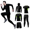 【5点セット】ランニングウェア スポーツウェア メンズ 上下 大きいサイズ ジャージ 下 パンツ tシャツ ランニング セット スポーツウエア 半袖 tシャツ ハーフパンツ コンプレッション 長袖 ロングタイツ メンズ上下セット ジャー
