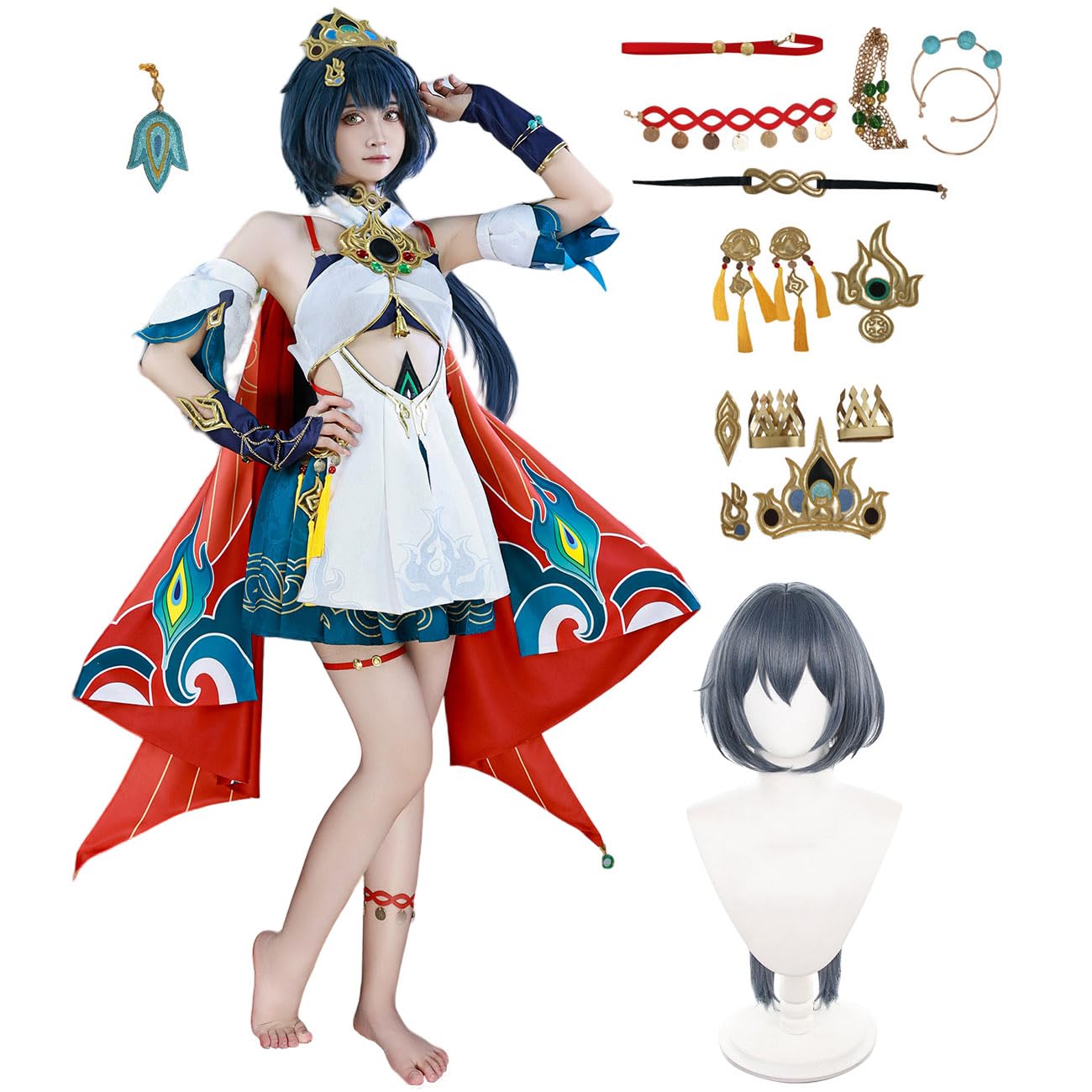 崩壊 スターレイル雲璃コスプレ ウンリ衣装 同人服 『ウイッグ付き 小物付き 耳飾り付き 髪飾り付き ...