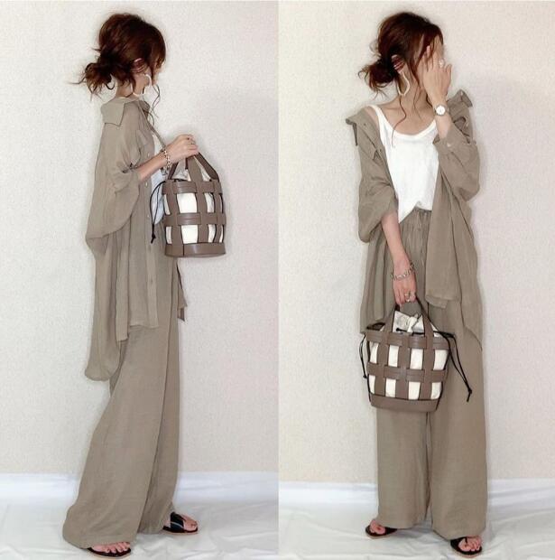 THOM WILLS セットアップ レディース カジュアル 夏 40代 大きいサイズ 春 秋 冬 きれいめ おしゃれ 着痩せ セレモニー パンツスーツ フォーマル 50代 春 無地 きれいめガウチョパンツ トップス ブラウス チュニック ワイドパンツ リゾート オフィス 通勤 2点セット オシャレのサムネイル