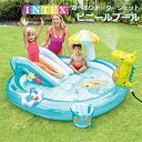 【クーポンあり!】プール ビニールプール INTEX ウォータージェット 家庭用プール すべり台 噴水 バケツ 浮き輪 ファミリープール 2M 多用途 子供用プール アウトドア 水遊び 庭遊び ブルー 半透明 送料無料