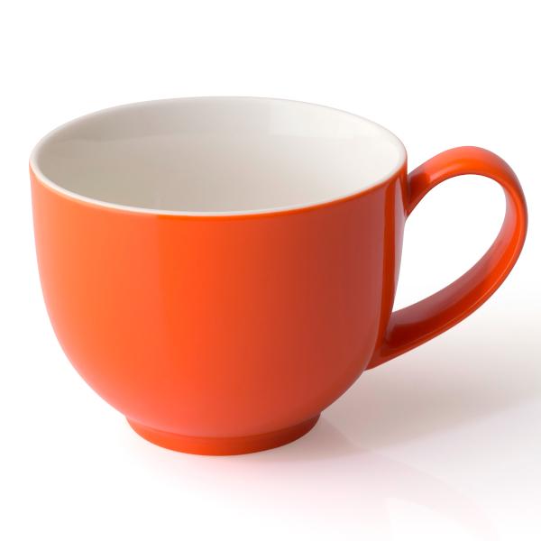 コーヒー用品と生活雑貨のハピマルのFORLIFE Qティー カップ with ハンドル キャロット 295ml 1個 521-Car 紅茶 硬質陶器 食器洗い機OK 電子レンジOK オレンジ｜アングル2