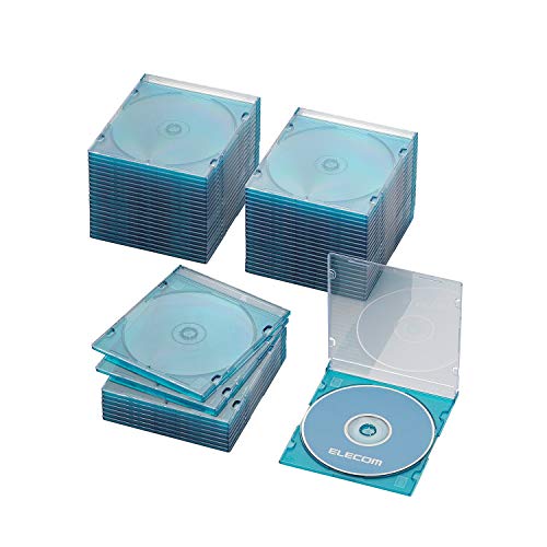 エレコム DVD CDケース プラケース スリム 1枚収納 50枚パック クリアブルー CCD-JSCS50CBU