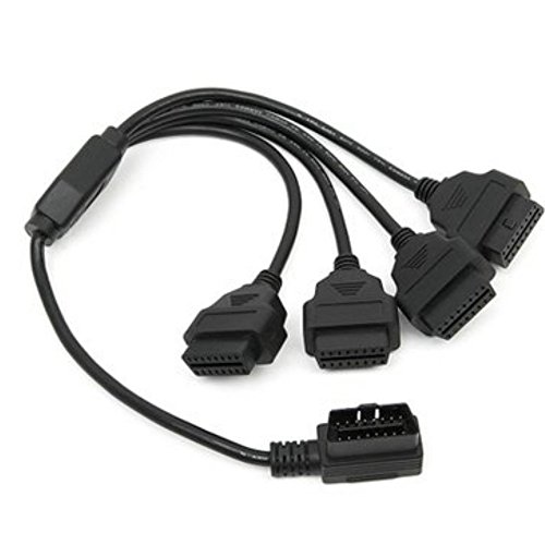 CarAngels OBD2用16PIN延長 4分岐ケーブル 50cm OBD2 4分岐 ケーブル ハーネス 4ポート L型