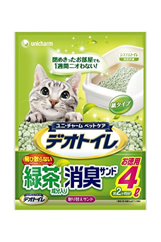 ユニ・チャーム株式会社ペットケアカンパニ　デオトイレ　飛び散らない緑茶・消臭サンド4L　　4520699680759