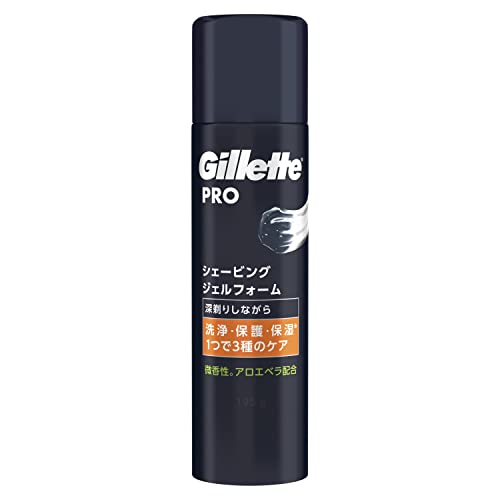 ジレット PRO プロ シェービングジェルフォーム 195g 濃厚な泡に変化するジェル 3種のケア 髭剃り カミソリ 男性 メンズ