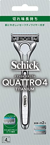 シック Schick クアトロ4チタニウム ホルダー(刃付き+替刃1コ) 男性 髭剃り カミソリ