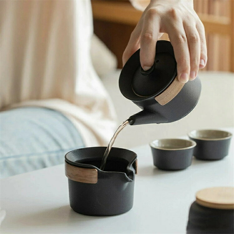 急須 湯呑み セット ティーポット 番茶器セット 茶器揃 陶磁茶具セット 茶器 茶皿 旅行ティーセットー カップ シンプルな和風 収納バッグ付き 茶器乾燥ティートレー お出かけ用 和風急須 3杯セット 6点入 おしゃれ 茶道具 3