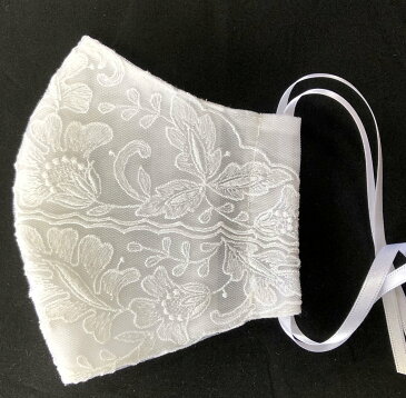 クレンゼ  CLEANSE  使用 洗える立体マスク おしゃれマスク 純白 スーパーホワイト花柄レース 軽量 通気性抜群  快適呼吸 ワイアー&高性能5層不織布フィルター付き 日本製 送料無料(郵送)
