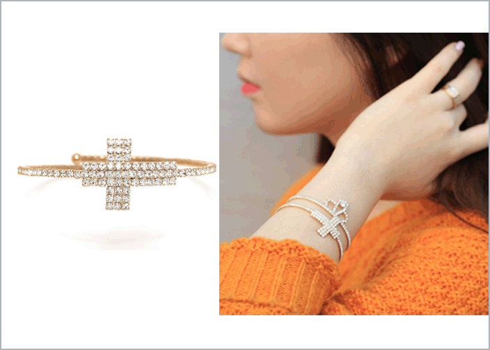 电气石 - ブレスレット バングル レディースアクセサリー ラインストーンブレスレット バングル ジルコニア 腕輪 ブレレスレットゴールド