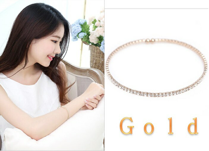 Cubic Zirconia - ブレスレット バングル レディースアクセサリー ラインストーンキュービック 腕輪 ラインストーンブレスレットゴールド