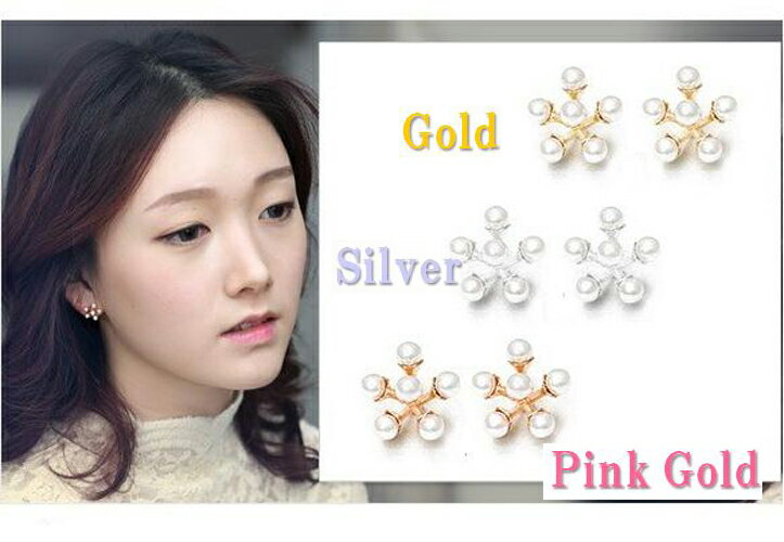 ピアスパール結婚式、パーティに・ジュエリーアクセサリービジューピアスシルバーニードルゴールドピンクゴールドパールスノーピアス