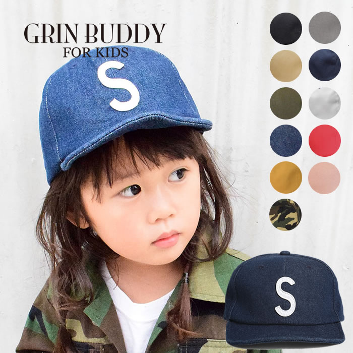 GRIN BUDDY スリムロゴキャップ ベースボールキャップ イニシャルキャップ グリンバディ ニュウエラ キッズ帽子 子供帽子 キッズキャップ 子供 女の子 男の子