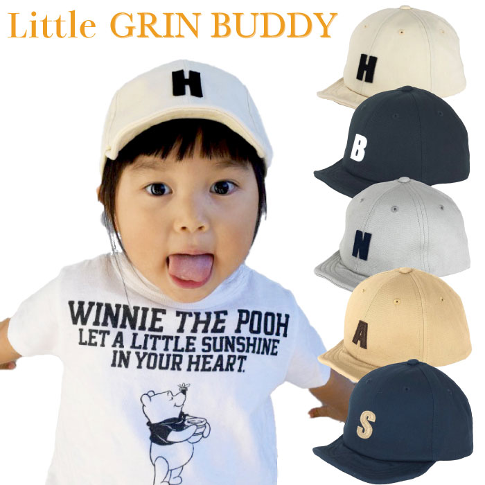 【送料無料】Little GRIN BUDDY（リトルグリンバディ）Baseball Twill Capフロントにロゴのワッペンがついた、ベーシックなツイルキャップあご紐付き、調節部分はマジックテープ【キッズ帽子】【子供帽子】【キッズキャップ】子供 女の子 男の子