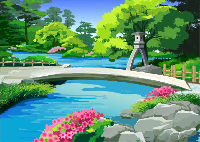 似顔絵用背景　〜兼六園（横version