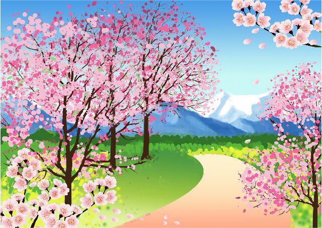 似顔絵用背景　〜桜並木〜　　※ご