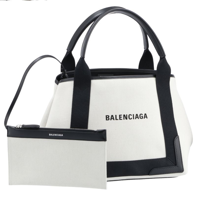 ハンドバッグ バレンシアガ BALENCIAGA ハンドバッグ NAVY CABAS S 339933 WHITE BLACK