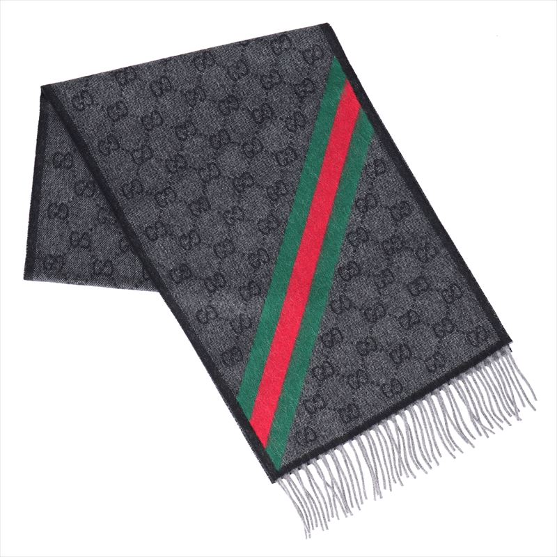 グッチ マフラー（レディース） 【期間限定セール】グッチ GUCCI マフラー 570603-3G200 LEAD/DARK GREEN