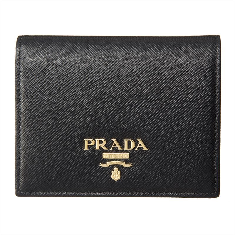 プラダ 財布（レディース） 【期間限定セール】プラダ PRADA 折財布 1MV204 NERO SAFFIANO METAL ORO