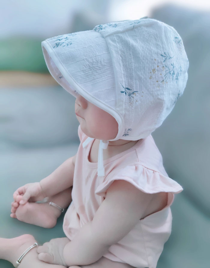ベビー 帽子 日除け 可愛い 新生児用ハット 女の子 男の子 キッズ 赤ちゃん 帽子 つば広 0-24ヶ月 春 夏 UVカット 紫外線対策 日焼け防止 サンハット 韓国 出産祝い 記念撮影 男女兼用 こども用 頭囲39-50cm - 2