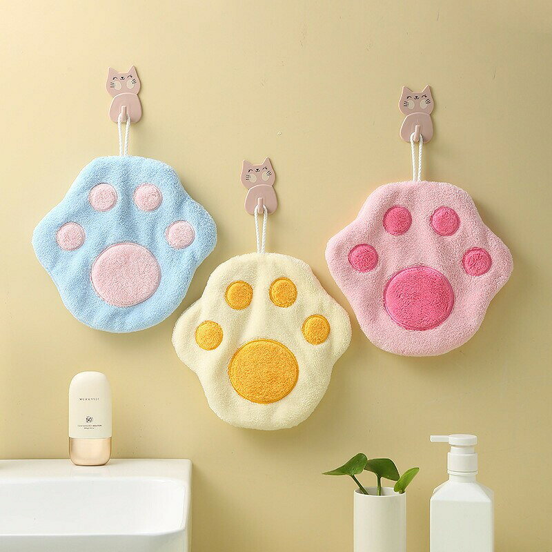 ハピネスストアの送料無料 ループ付きタオル ハンドタオル ミニタオル ハンドタオル ネコ 猫 肉球 かわいい おしゃれ キッチン用品 日用雑貨 吸水｜アングル2
