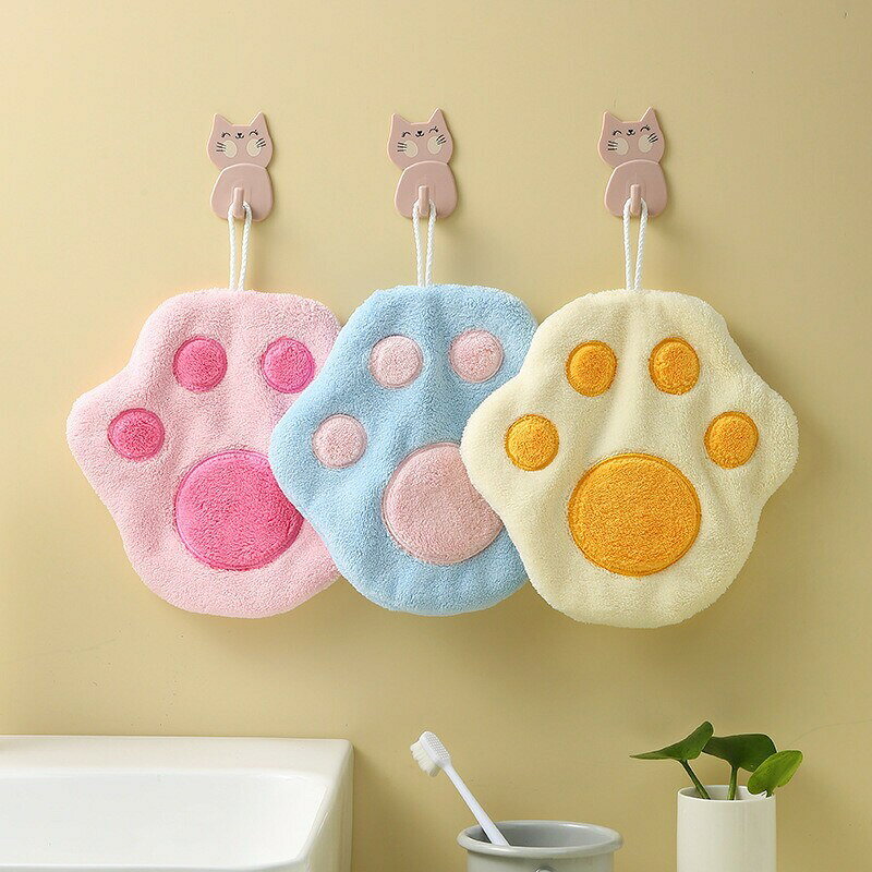 ハピネスストアの送料無料 ループ付きタオル ハンドタオル ミニタオル ハンドタオル ネコ 猫 肉球 かわいい おしゃれ キッチン用品 日用雑貨 吸水｜アングル3